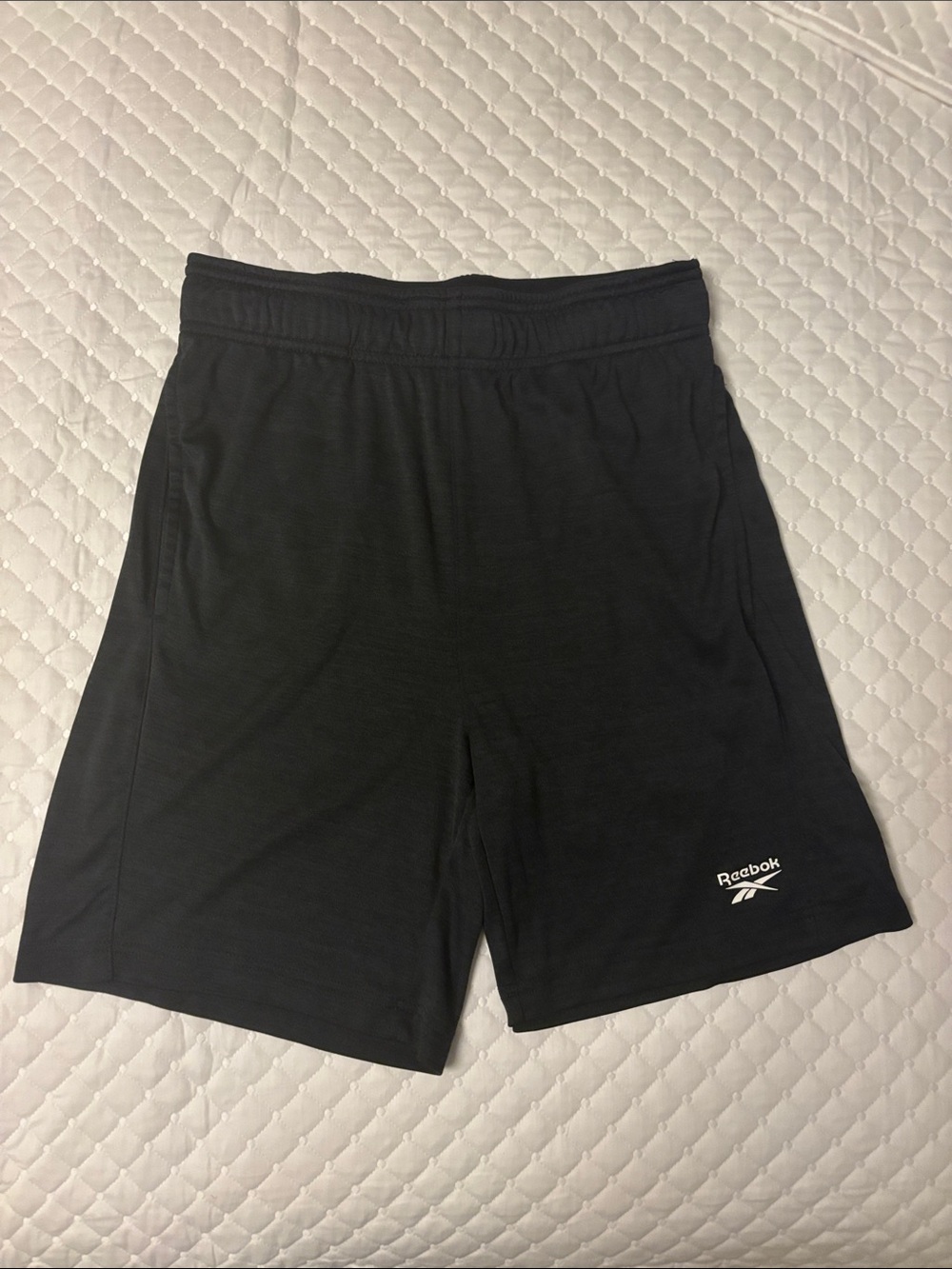 Reebok Kids Black Athletic Shorts Size Small White Logo